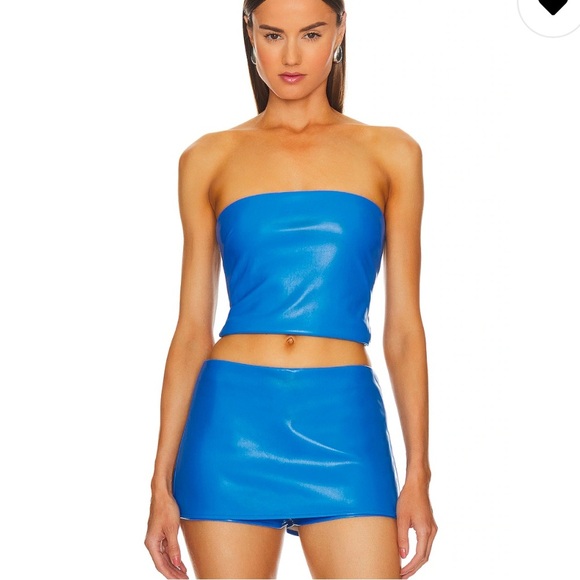 New Lovers and Friends Kya Faux Leather Top in Royal Blue size XS - Picture 1 of 9
